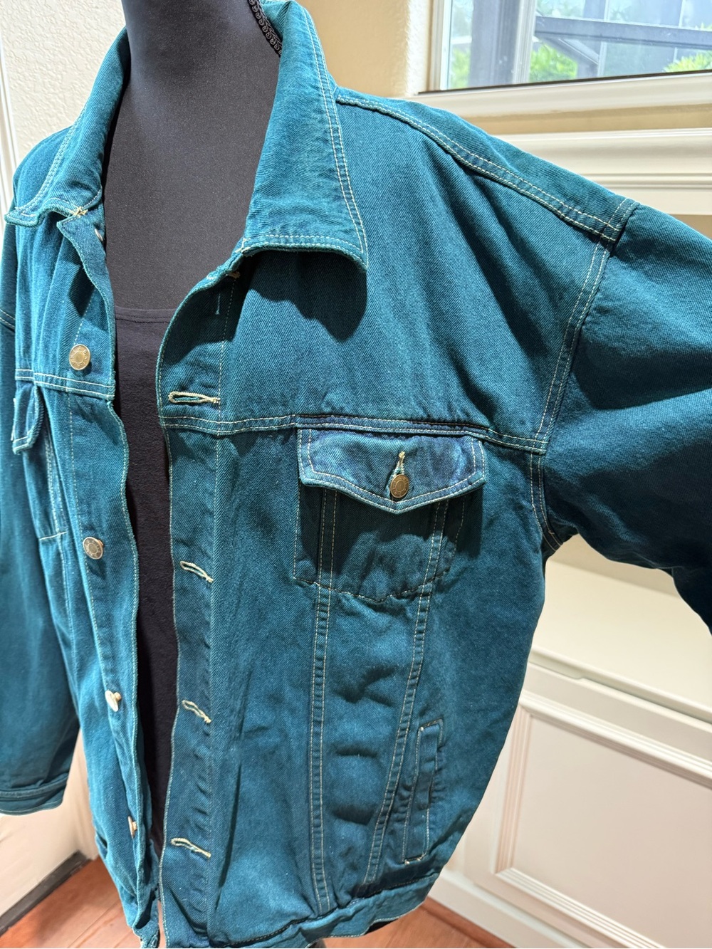 Nasty Gal Collab Oversized Teal Heavy Cotton Jacket Malibu Dan